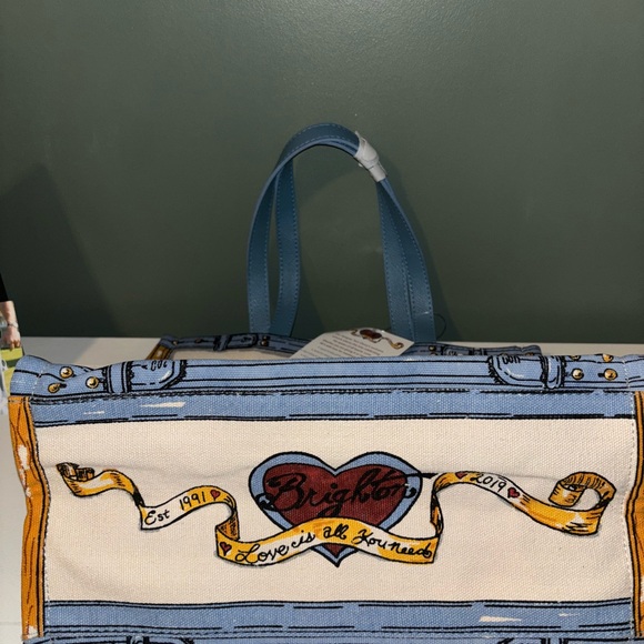 Brighton Retired 2019 "In Love We Trust" Canvas Tote Bag - Picture 5 of 8